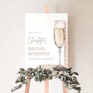 Pearls and Prosecco Bridal Shower Welcome Sign, Champagne Pearls & Prosecco Bridal Shower Poster Pearls and Prosecco Bridal Shower Decor PP1
