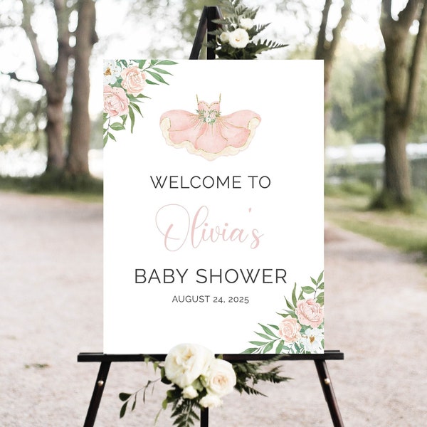 Tutu Baby Shower Welcome Sign Template Tutu Excited Sign, Ballerina Baby Shower Welcome Sign Blush Pink Gold Girl Baby Shower Welcome Poster