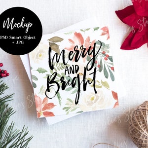 Vierkant kerstkaart mockup, Mockup kerstkaart, Square Holiday Card Mockup, Mockup Kerstkaart, Uitnodiging Mockup, Vakantie Mockups