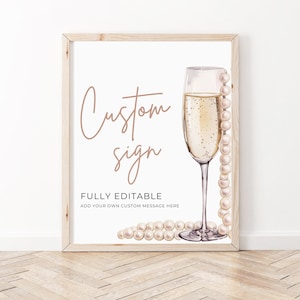 Pearls and Prosecco Bridal Shower Custom Sign Template, Modern Pearls and Prosecco Bridal Shower Sign, Pearls & Prosecco Wedding Shower PP1