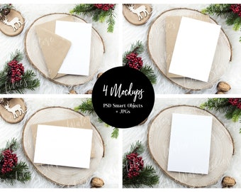 Christmas Mockups Bundle, Mockup Christmas card, Christmas Invitation Mockup, Holiday Card Mockup Bundle, Card Mockup, Mockup Holiday card