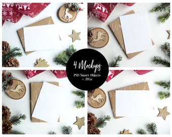 Christmas Mockups Bundle, Mockup Christmas card, Christmas Invitation Mockup, Holiday Card Mockup Bundle, Card Mockup, Mockup Holiday card