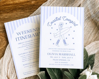 Coastal Cowgirl Bachelorette Invitation & Itinerary (Digital Download)