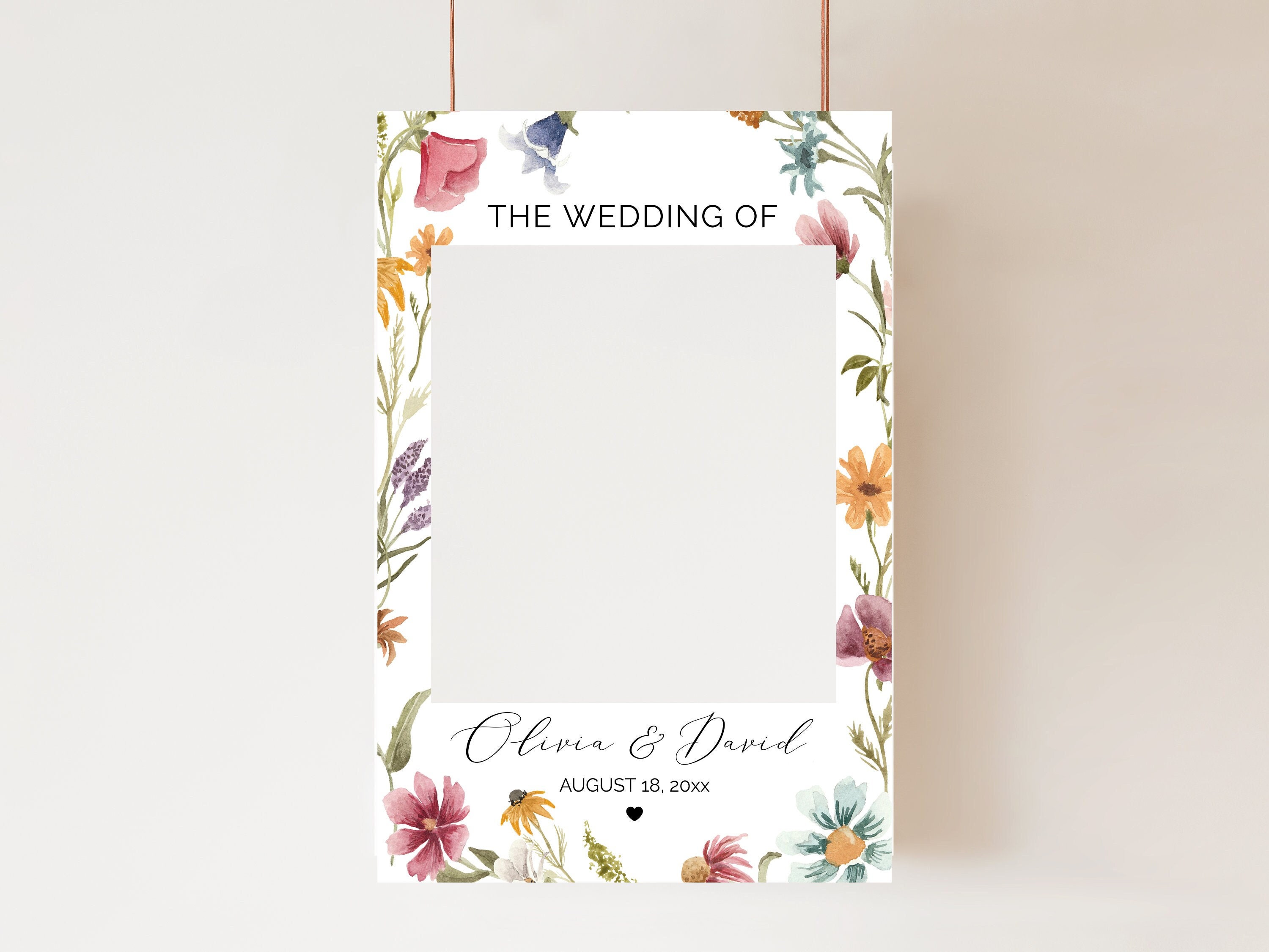 Wildflower Photo Prop Frame, Wildflower Wedding Photo Booth Frame
