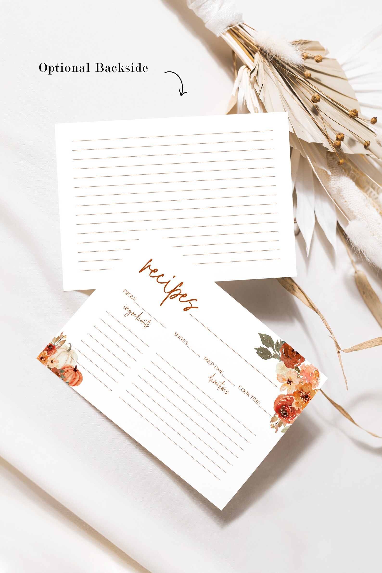 Fall Recipe Card Template, Editable Arch Boho Fall Bridal Shower Recipe ...