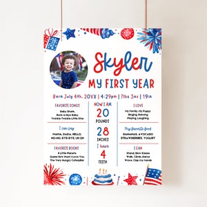 4th of July First Birthday Milestone Board: Patriotic Decor (Digital Download)