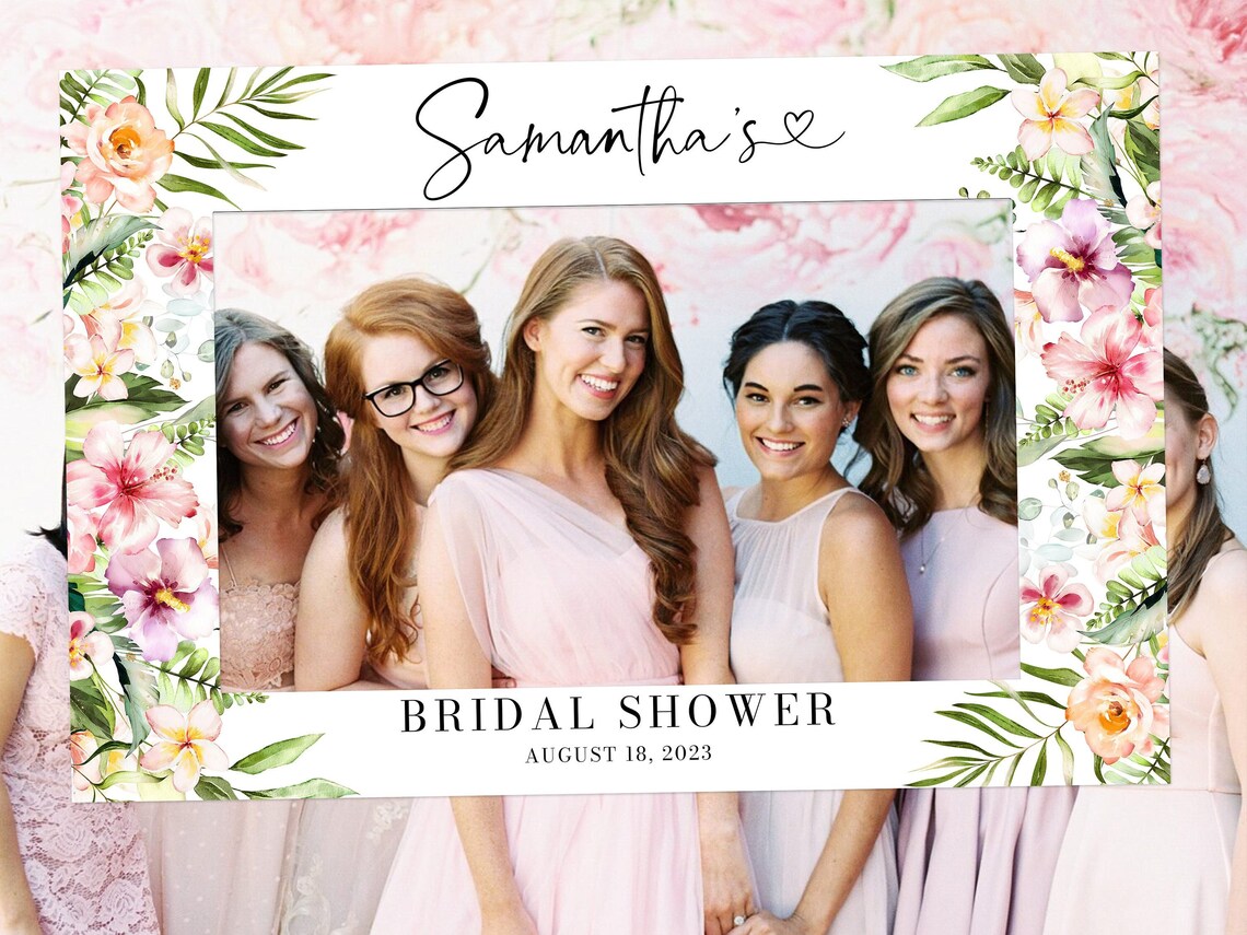 Tropical Bridal Shower Photo Booth Frame Template Tropical - Etsy