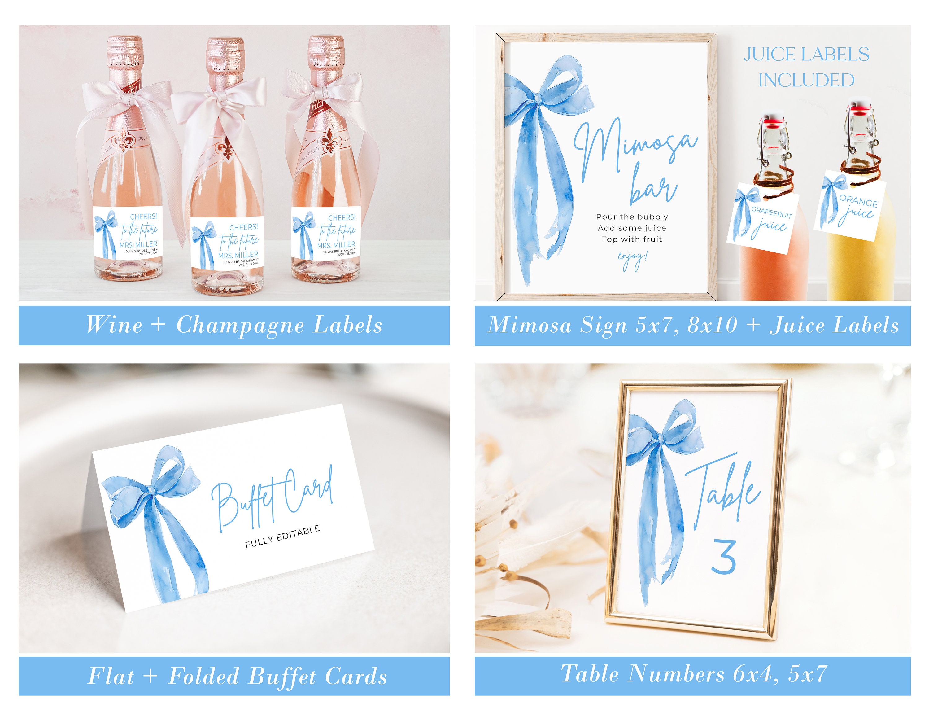 She's Tying the Knot Bridal Shower Invitation Bundle, Editable Minimalist  Something Blue Bow Bridal Shower Invitation and Games Bundle TK2 - Etsy  Norway, image size:3000x2276