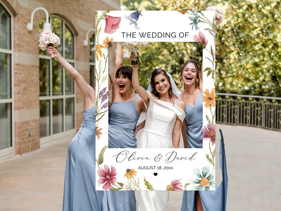 Wildflower Photo Prop Frame, Wildflower Wedding Photo Booth Frame