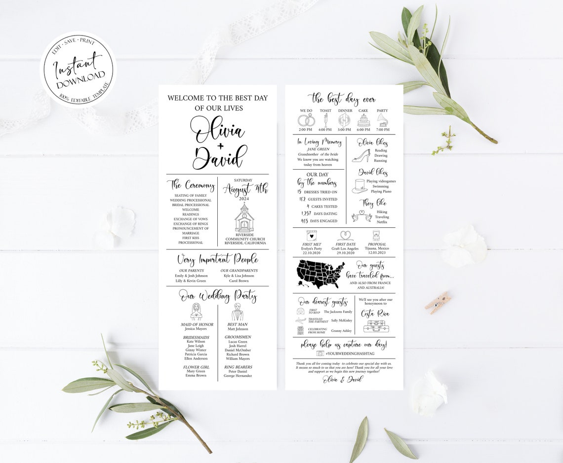 Infographic Wedding Program Unique Wedding Program Fun Etsy