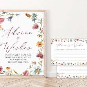 Carte Conseils et voeux de bonheur pour la mariée Fleurs sauvages, Shower de bébé, conseils et voeux de mariage pour la future maman W10