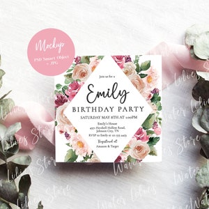 Eucalyptus vierkante kaart mockup, vierkante bruiloft uitnodiging mockup, vierkante wenskaart mockup vierkante lege briefpapier kaart mockup kaart mockup