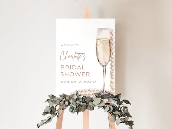 Pearls and Prosecco Bridal Shower Welcome Sign, Champagne Pearls & Prosecco Bridal Shower Poster Pearls and Prosecco Bridal Shower Decor PP1