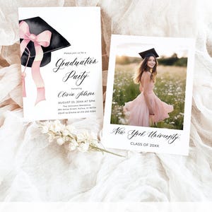 Pink Bow Graduation Cap Graduation Welcome Sign, Class 2025 Graduate Pink Coquette Grad Party Poster, High School Grad Party Welcome Sign G1