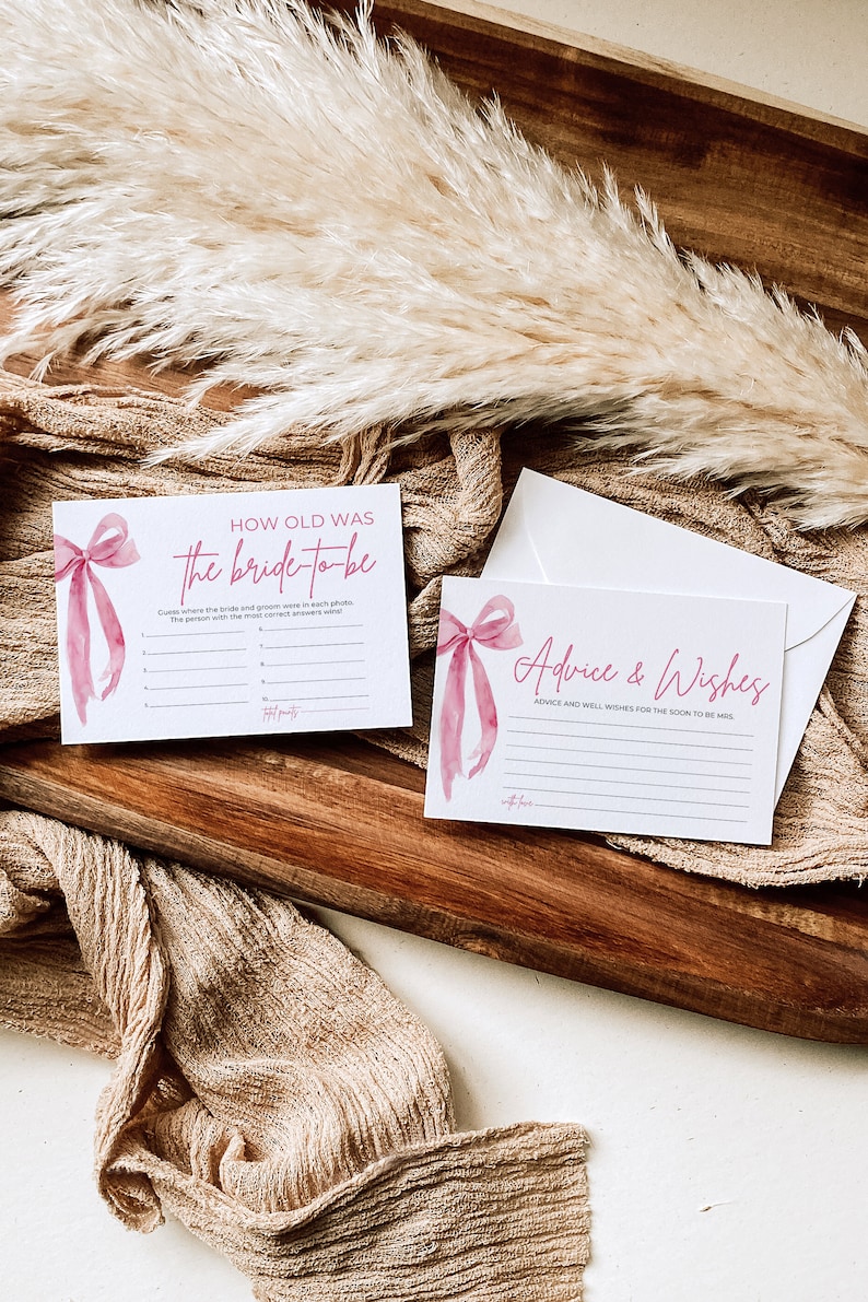 She's Tying the Knot Bridal Shower Games, Pink Bow Bridal Shower Game Bundle, Printable Pink Ribbon Bow Bridal Party Games Package TK1