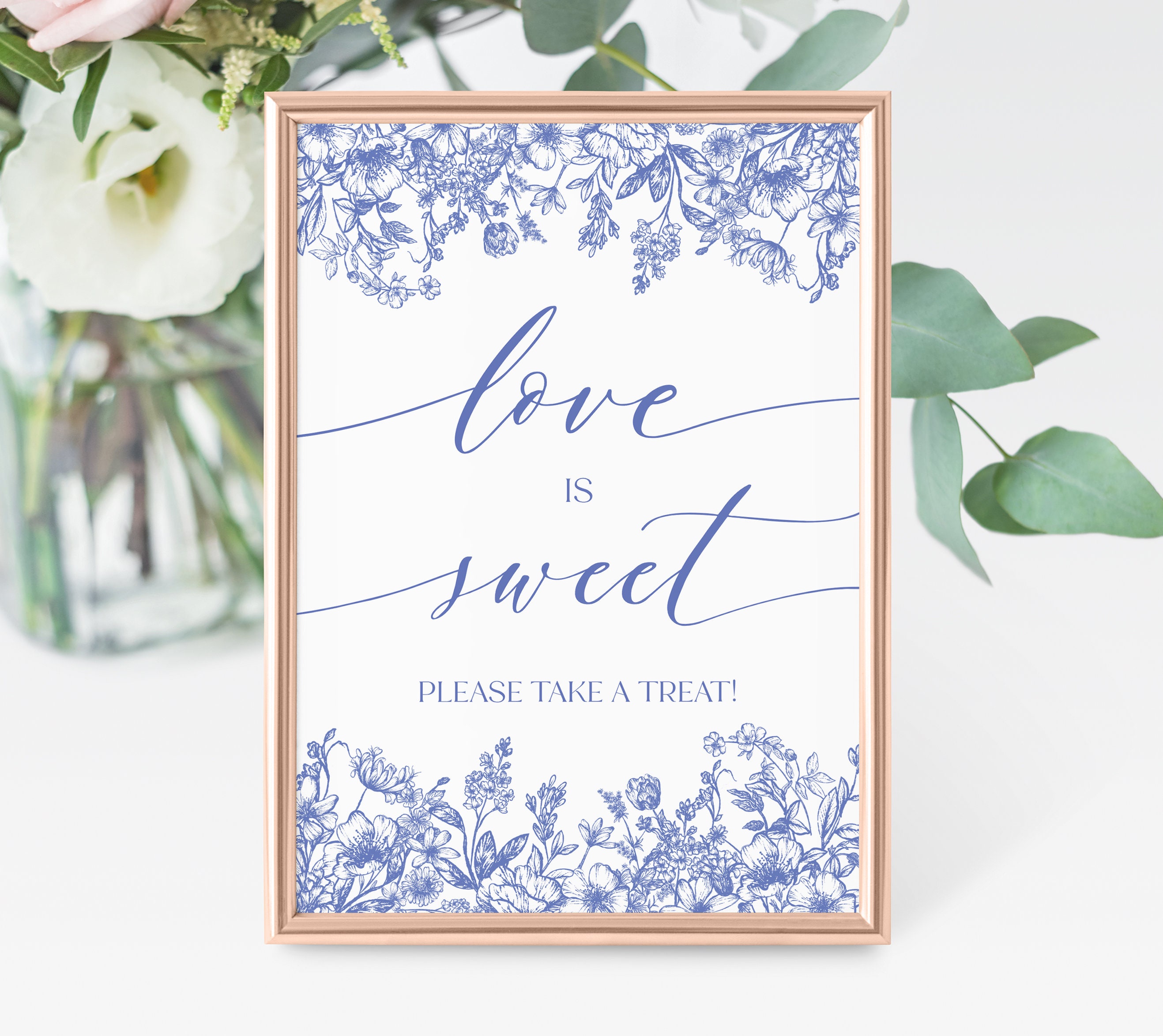 Very Sweet Sign Blue Floral Love is Sweet Please Take a Treat Sign, Printable Blue ...