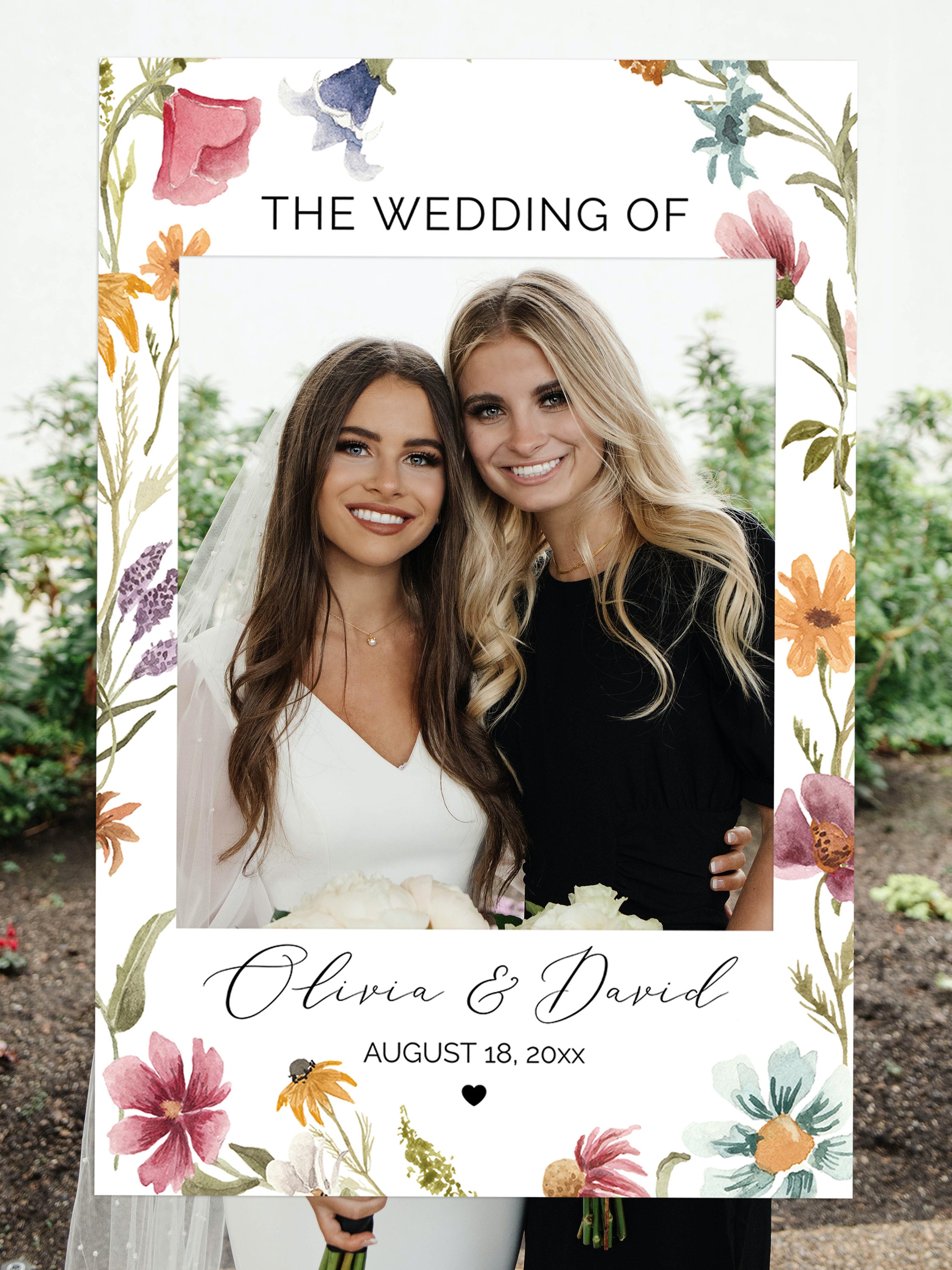 Wildflower Photo Prop Frame, Wildflower Wedding Photo Booth Frame