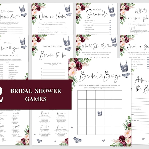 Naughty Bridal Shower Games Etsy