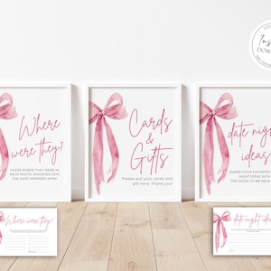 She's Tying the Knot Bridal Shower Games, Pink Bow Bridal Shower Game Bundle, Printable Pink Ribbon Bow Bridal Party Games Package TK1