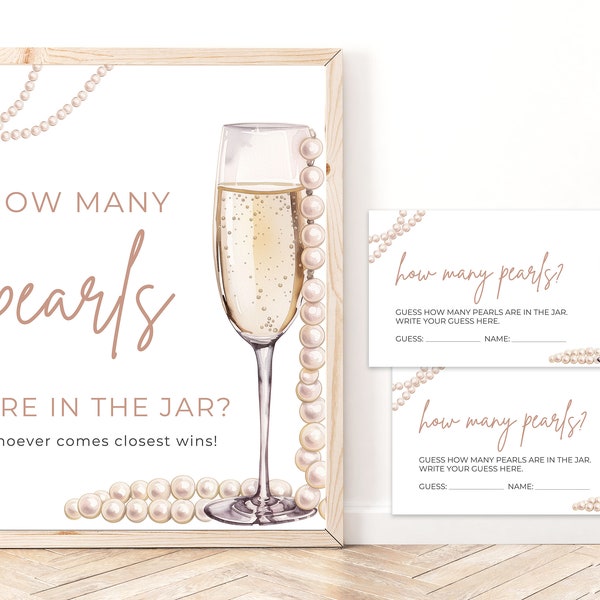 Pearls and Prosecco Guess How Many Pearls Game, Pearls and Prosecco Bridal Shower Guessing Game, Pearls & Prosecco Bridal Shower Games PP1