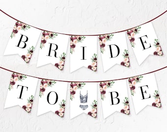 Editable Lingerie Bridal Shower Future Bride to be Banner Template, Lingerie Bunting Banner, Soon To Be Mrs Banner  Lingerie Shower Decor L1