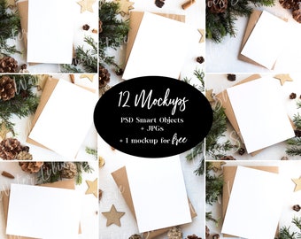 Christmas Mockups Bundle, Mockup Christmas card, Christmas Invitation Mockup, Holiday Card Mockup Bundle, Card Mockup, Mockup Holiday card