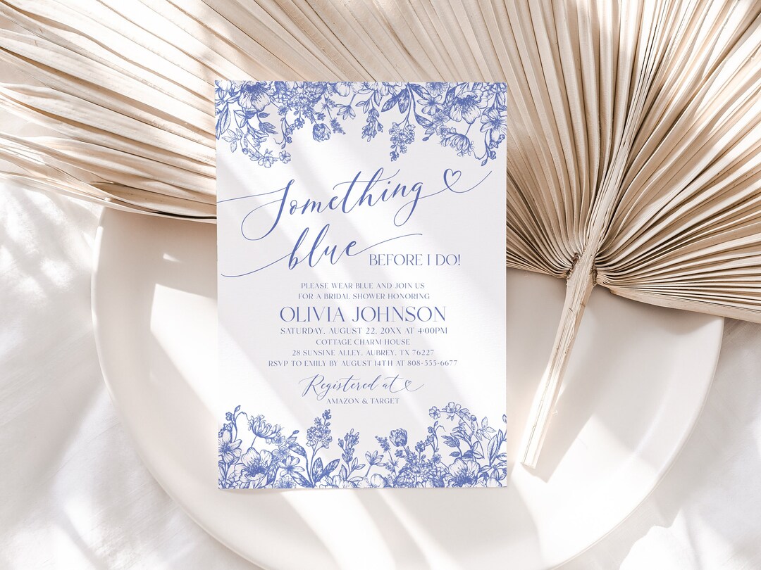 Something Blue Before I Do Bridal Shower Invitation Template, Vintage
