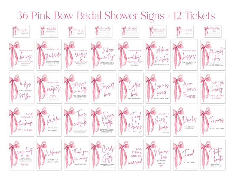 She's Tying the Knot Bridal Shower Games, Pink Bow Bridal Shower Game Bundle, Printable Pink Ribbon Bow Bridal Party Games Package TK1
