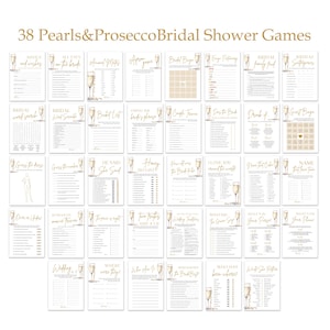 Pearls and Prosecco Bridal Shower Games, Minimalist Pearls & Prosecco Bridal Shower Game Bundle, Printable Bridal Party Games Package PP2 image 2