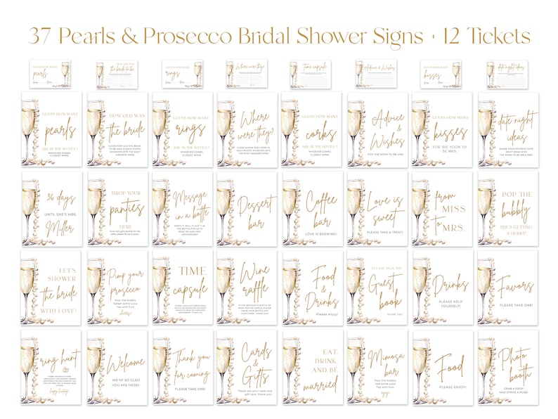 Pearls and Prosecco Bridal Shower Games, Minimalist Pearls & Prosecco Bridal Shower Game Bundle, Printable Bridal Party Games Package PP2 image 3