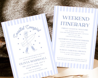 Coastal Cowgirl Bachelorette Invitation & Itinerary (Digital Download)