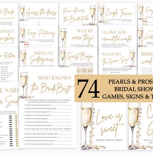 Gold Pearls and Prosecco Bridal Shower Games Minimalist Pearls & Prosecco Bridal Shower Game Bundle Printable Bridal Party Games Package PP2