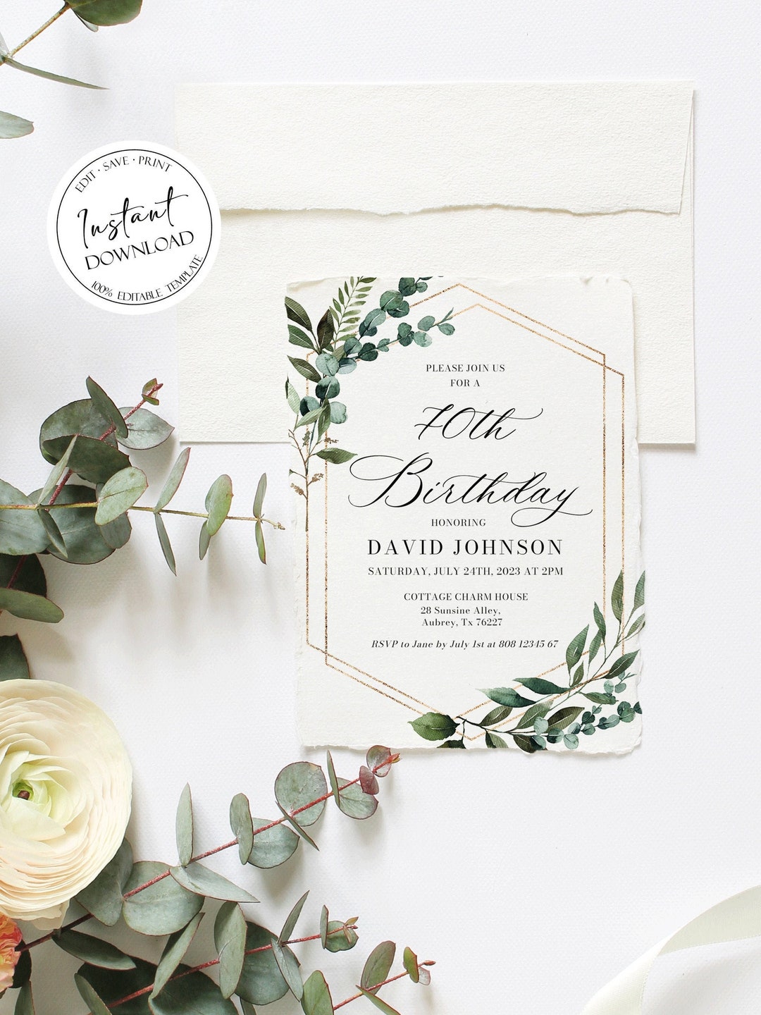 70th Birthday Invitation Template Any Age Birthday Party - Etsy