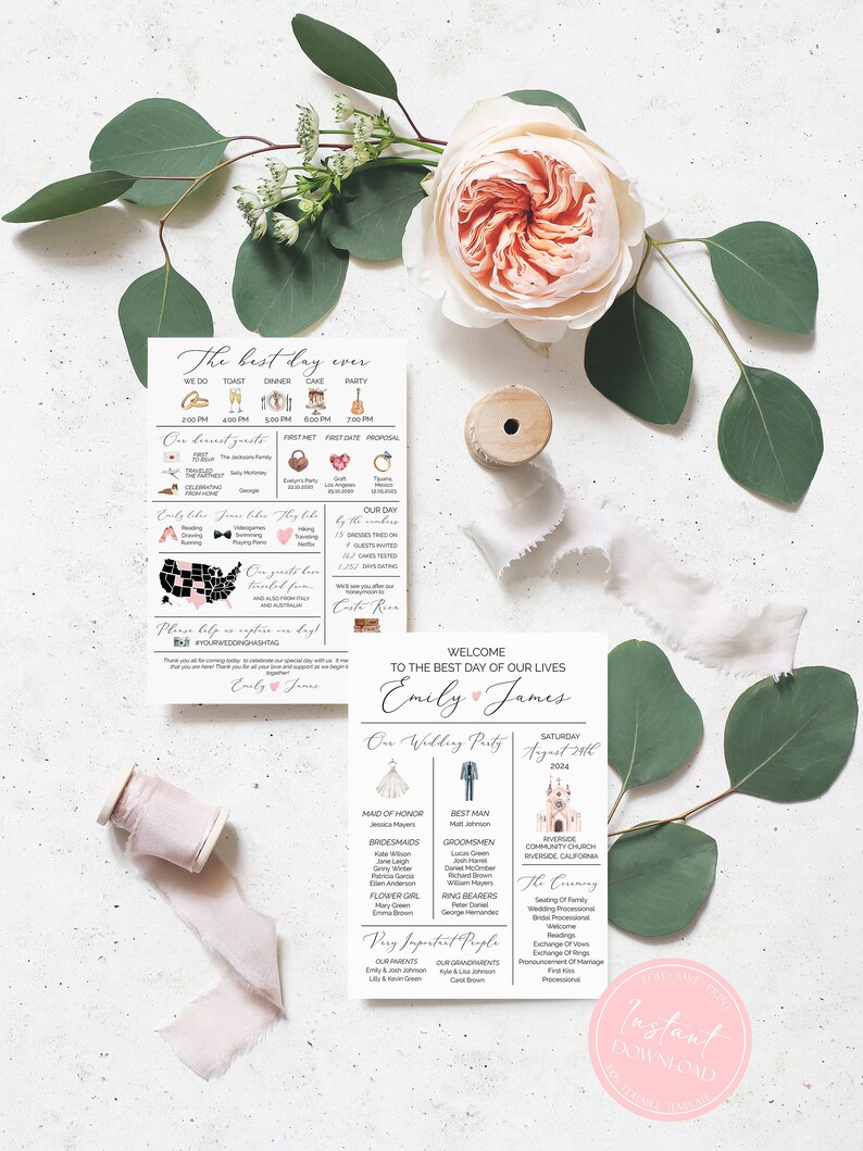 Infographic Wedding Program, Unique Wedding Program, Fun Wedding ...