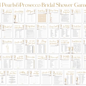 Pearls and Prosecco Bridal Shower Games, Minimalist Pearls & Prosecco Bridal Shower Game Bundle, Printable Bridal Party Games Package PP2 image 2