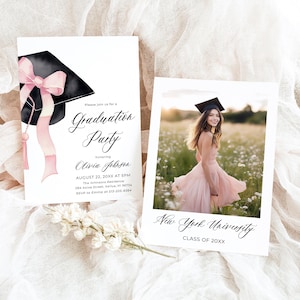 Pink Bow Graduation Cap Coquette Graduation Party Welcome Sign, High School  Graduation Poster Class 2026 Graduate G1 - Etsy