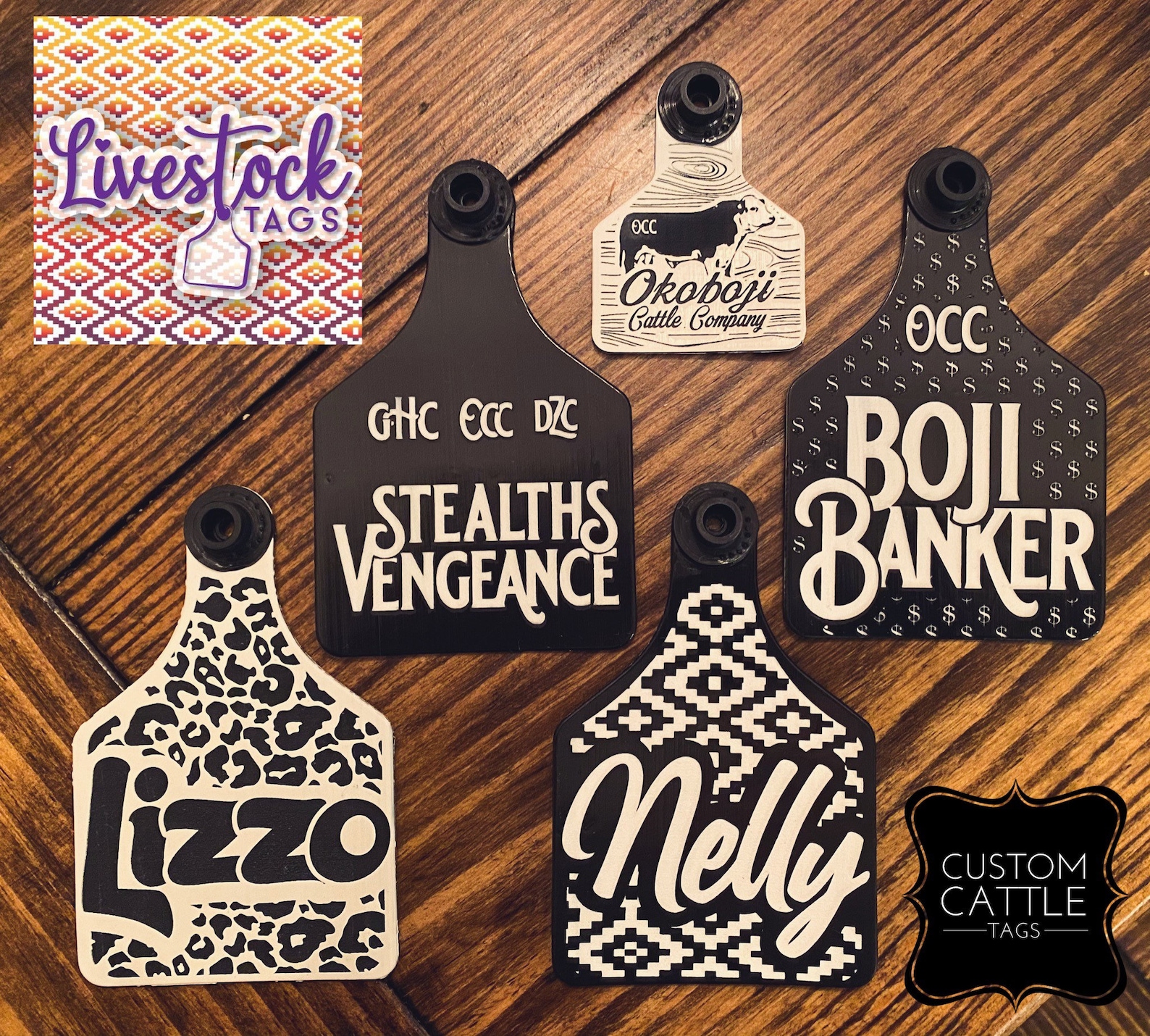 Custom cattle ear tags permanently engraved no stickers etsy