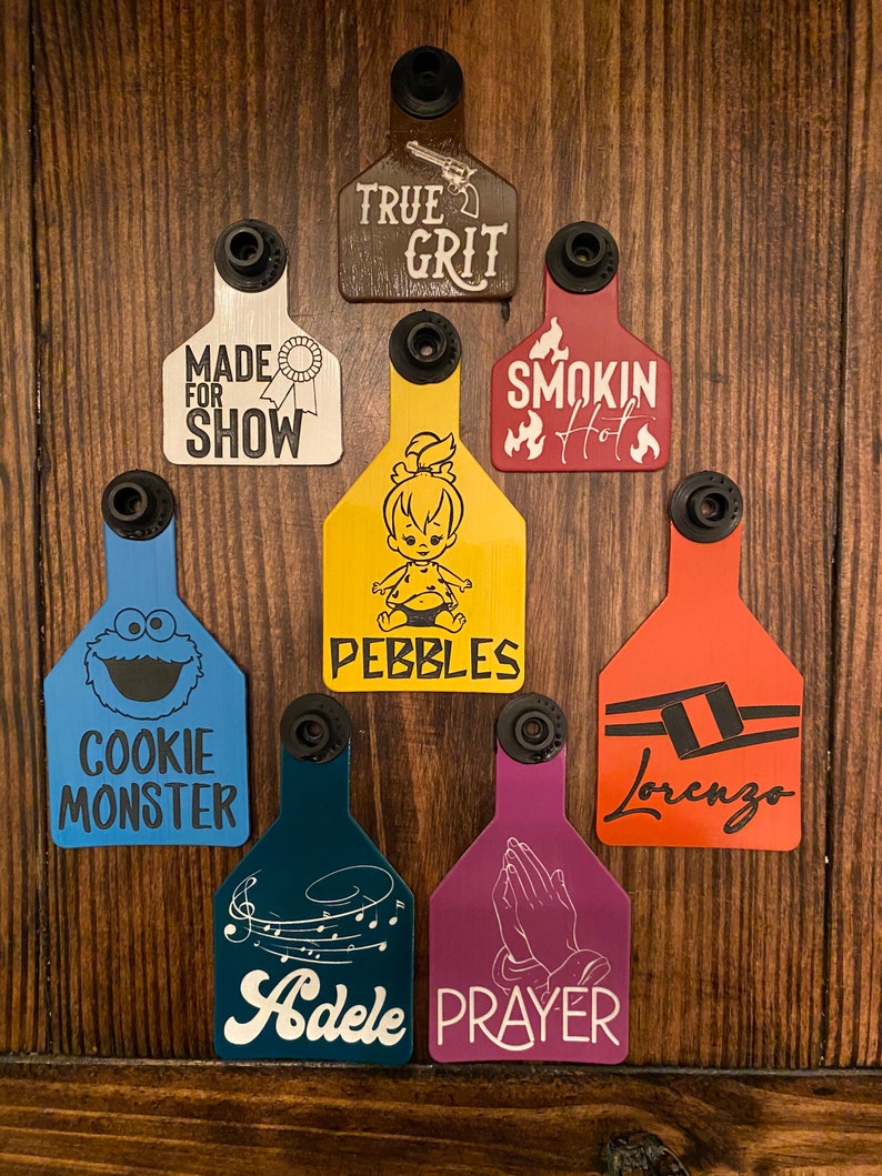 Custom cattle ear tags permanently engraved no stickers etsy