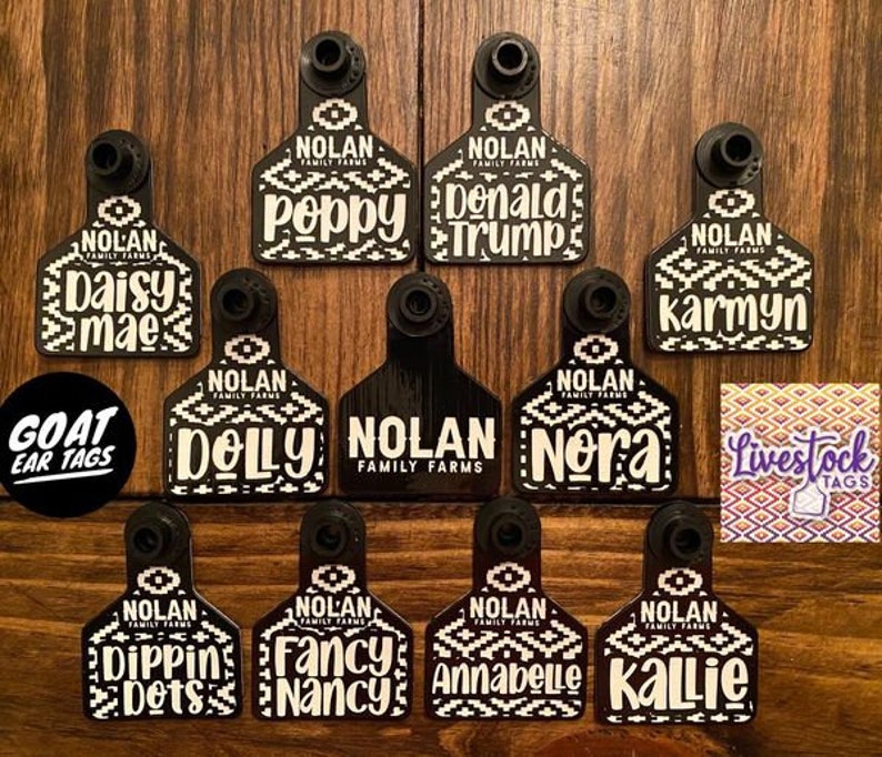Custom cattle ear tags permanently engraved no stickers etsy