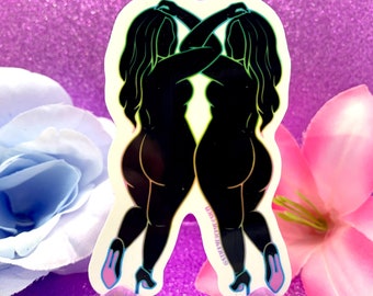 Sexy Neon Thicc Girls Big Booty Twins Sticker