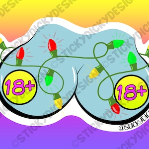Festive Christmas Lights Boob Sticker