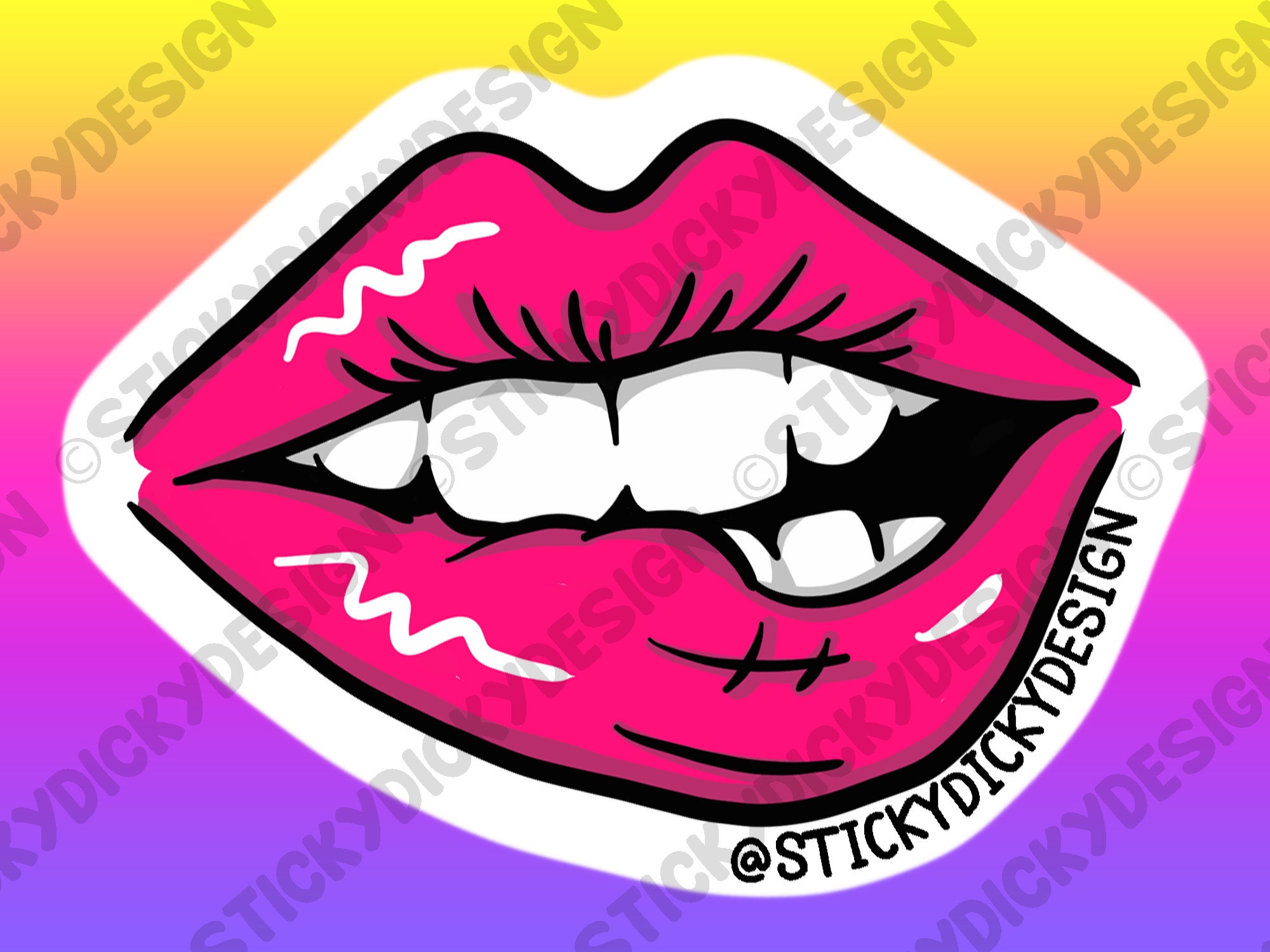 Lips Sticker Word Pink Lips Sticker - Etsy