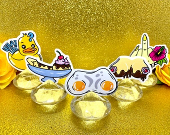 Naughty Yellow Waterproof Vinyl Sticker Pack