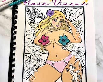 Pixie Vixens Adult Coloring Book, Sexy Nature Fairies, NSFW