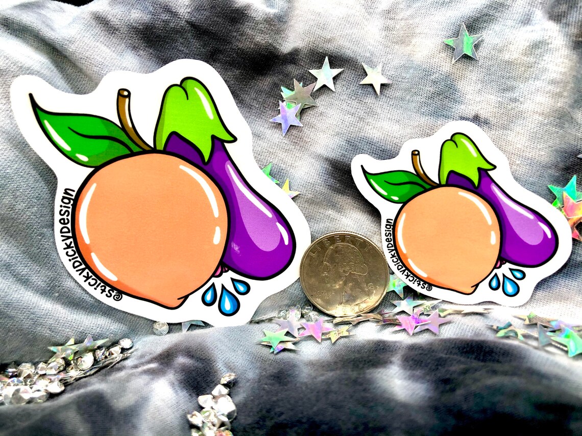 Eggplant Peach Squirt Emoji Stickers Etsy