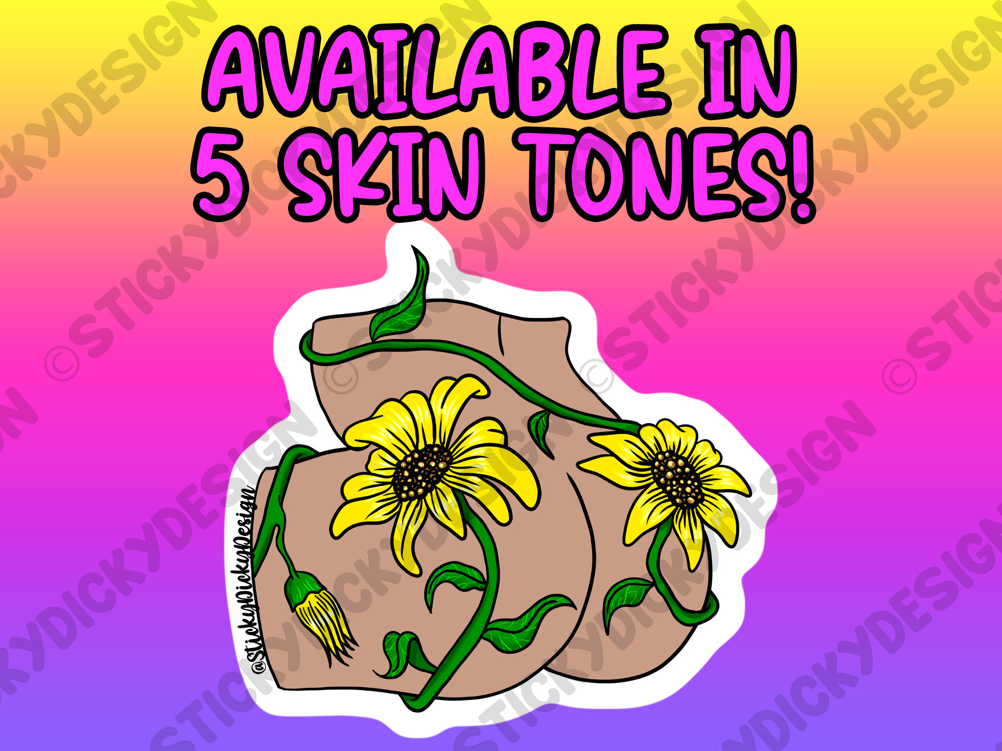 Floral Sunflower Butt Sticker