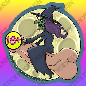 Witch On A Bone Sticker