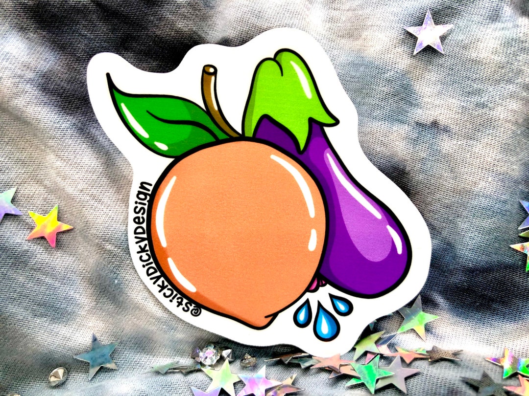 Eggplant Peach Squirt Emoji Sticker - Etsy