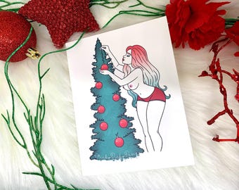 Nude Holiday Spirit Sexy Holiday Babe Naughty Christmas Greeting Card Pack