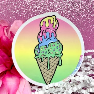 Colorful Pastel Willy Ice Cream Cone Sticker